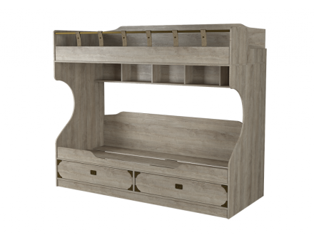 Мираж-1 секция №2 кровать детская 2-х ярусная 80х200 (Дуб баррик)