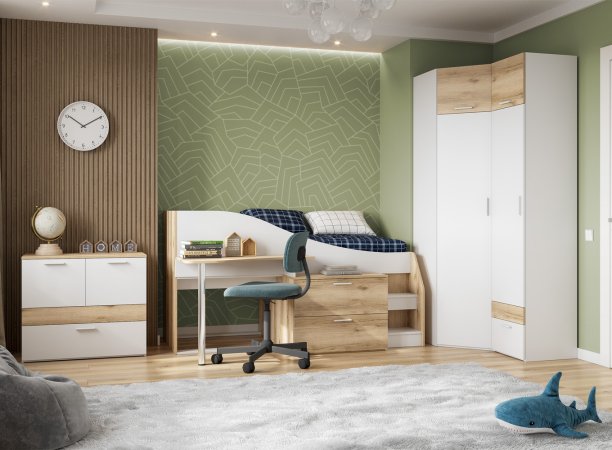 Геометрия-5 шкаф угловой ЦРК.ГМТ.05 (Делано светлый/белый)