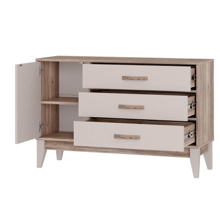 Скандика комод КМ-12 (дуб смоки/кашемир)