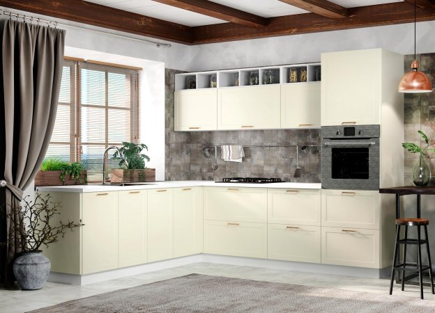 Модульная кухня Квадро (Ваниль кожа)