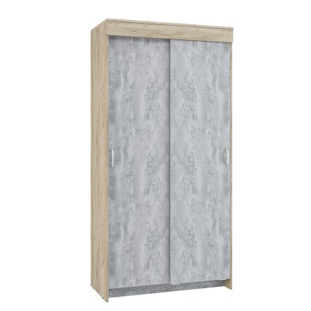 Шкаф-купе Бассо 1,0 м БЕЗ зеркал (Крафт серый/бетонный камень)