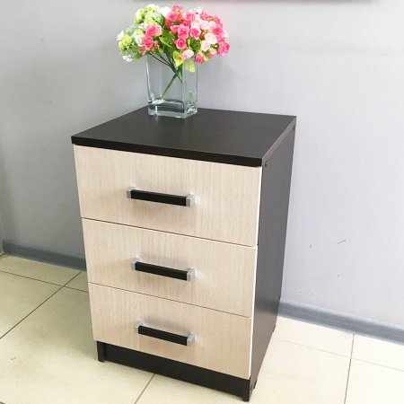 Тумба прикроватная №3 (3 ящика) (новые нап) (Венге/Белфорд)