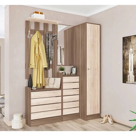 Ямайка обувница ЯПТ-1 для прихожей (Шимо темный/Сонома)