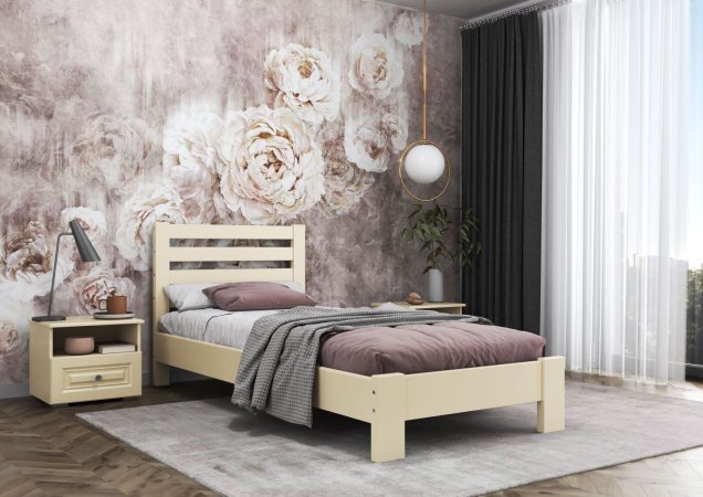 Вероника кровать 90х200 + металлокаркас + комплект ножек (Слоновая кость)