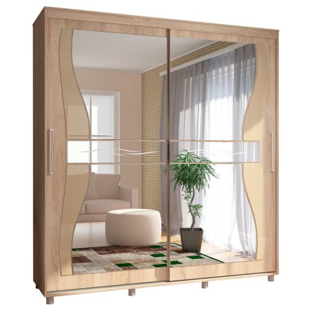 Комфорт-12 шкаф-купе Прайм Фигурные зеркала (Дуб сонома, 200)