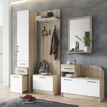 Денвер тумба под обувь (дуб сонома/Белый)