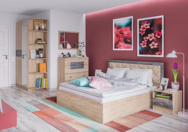 Мадлен комод (дуб сонома/МДФ дуб шале серебро)