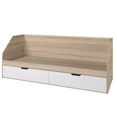 Ненси Кровать 800/2 80х200 с ящиками БЕЗ ручек (Сонома/Белый софт)