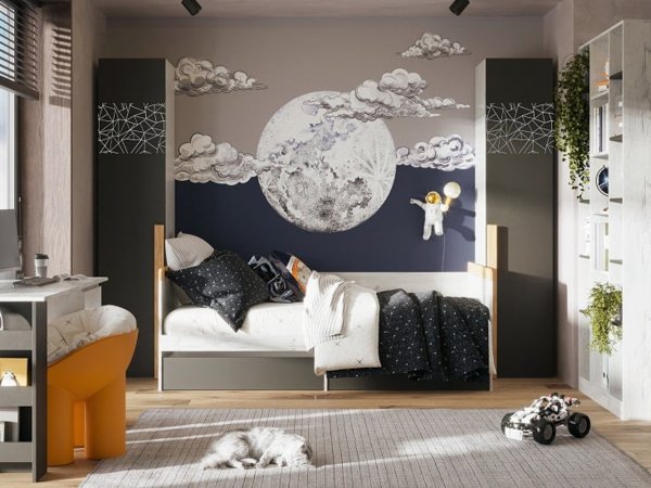 Кент-1 секция 22 Пенал (Дуб крафт белый/антрацит)