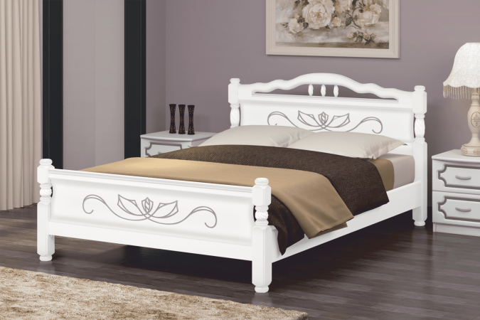 Карина-5 кровать 140х200 + металлокаркас + ножки (Белый жемчуг)