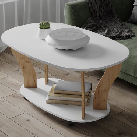 Стол журнальный Консул 3 в гостиную (Крафт золотой/Белый)