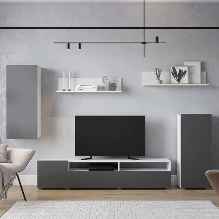 Гостиная Лира ЛДСП (Белый/Графит серый)