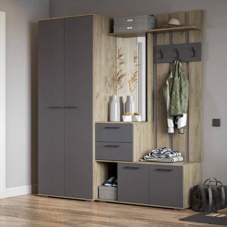 Бостон вешалка ВШ-1 (дуб крафт серый/серый графит)