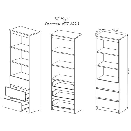 Мори Стеллаж МСТ 600.3 (Белый)