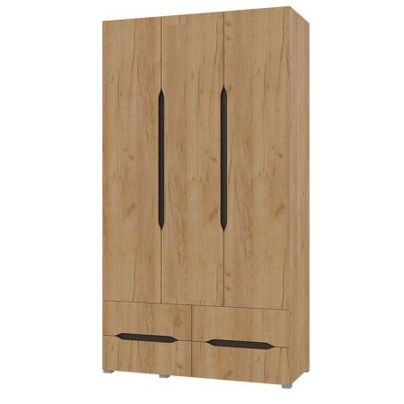 Вега шкаф 3 ств. с 4 ящиками (Дуб крафт золотой)