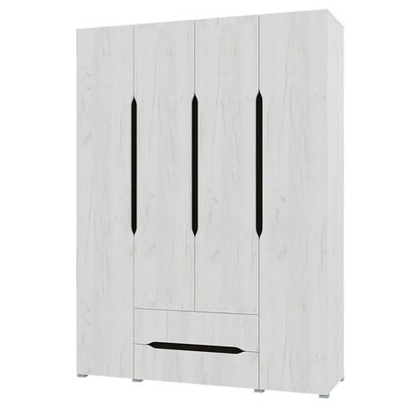 Вега шкаф 4 ств. с 2 ящиками без зеркал (Дуб крафт белый)