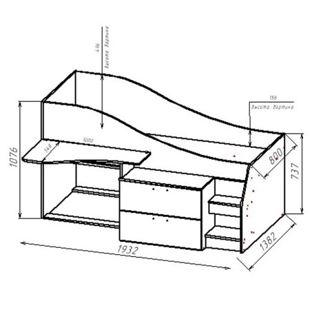 Геометрия-3 кровать-чердак ЦРК.ГМТ.03 (Делано светлый/белый)