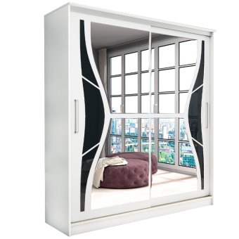 Бабочка Премиум шкаф-купе (Анкор белый/стекло черное, 150)