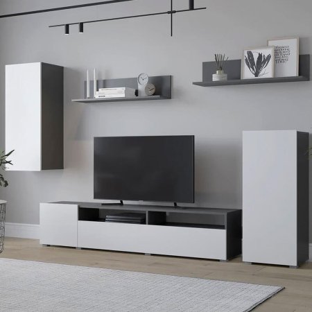 Гостиная Лира ЛДСП (Графит серый/Белый)