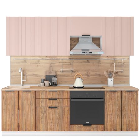 Модульная кухня Норд Stoun (Н - высокие ящики) (Софт какао/орех канадский)