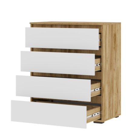 Хелен комод КМ 02 4 ящика 802 (Крафт золотой/Белый)