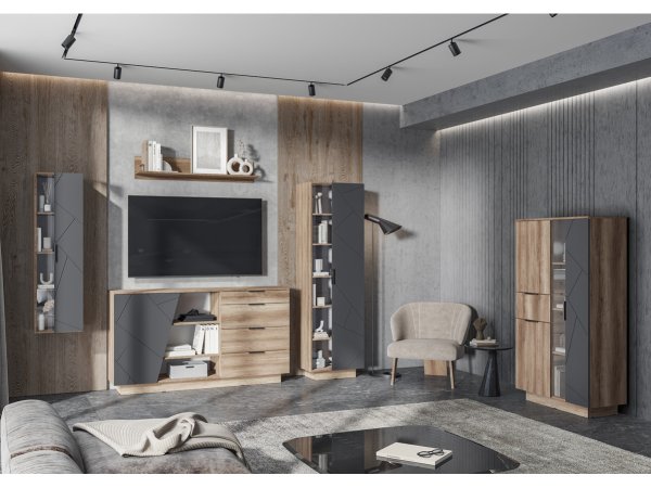 Гостиная Даллас комплект 1 (дуб каньон/софт графит)