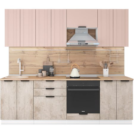 Модульная кухня Норд Stoun (Н - высокие ящики) (Софт какао/камень беж)