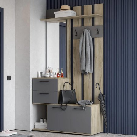 Бостон вешалка ВШ-1 (дуб крафт серый/серый графит)