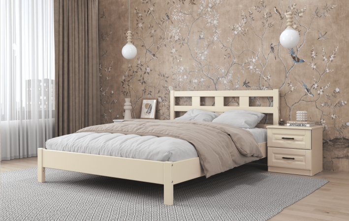 Вероника-4 кровать 120х200 + металлокаркас + комплект ножек (Слоновая кость)