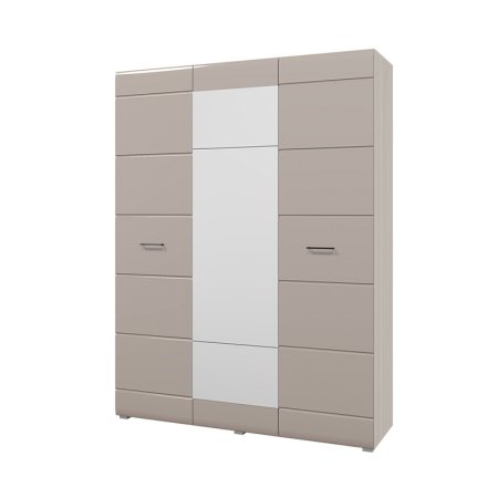 Ненси шкаф 3 ств с зеркалом (Ясень шимо/Капучино глянец)