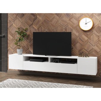 Соло 16 тумба под ТВ в гостиную (Белый/Белый глянец)
