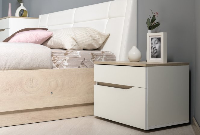 Муссон Тумба прикроватная 16.03 (Белый шагрень / Дуб эндгрейн)