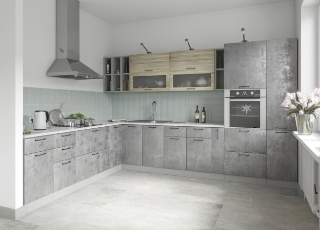 Модульная кухня Лофт (Бетон светлый)