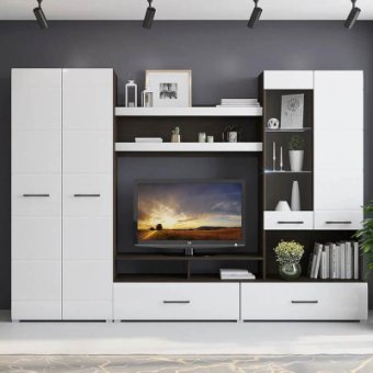 Гостиная Ненси 1 МДФ (Венге/Белый глянец)