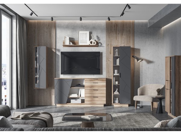 Гостиная Даллас комплект 1 (дуб каньон/софт графит)