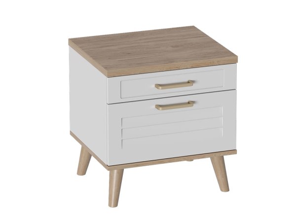 Гавана тумба прикроватная с 2 ящиками (Дуб натуральный светлый / Белый матовый)