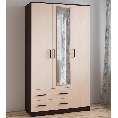 Лагуна шкаф комбинированный с зеркалом (Венге/Дуб молочный)