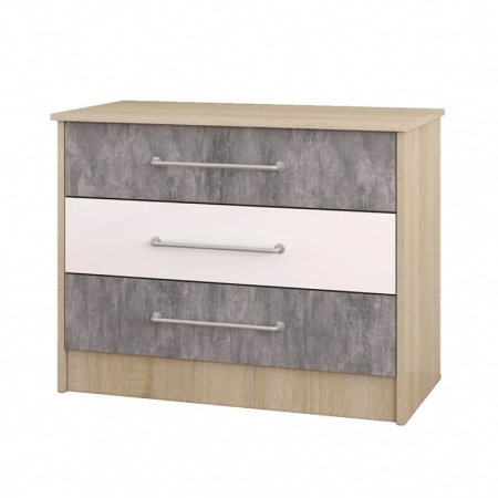 Колибри комод Лофт детский (дуб сонома/ателье светлое+акрил белый)