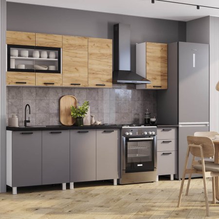 Кухня Крафт 2,0м Тип 2 (крафт/графит)