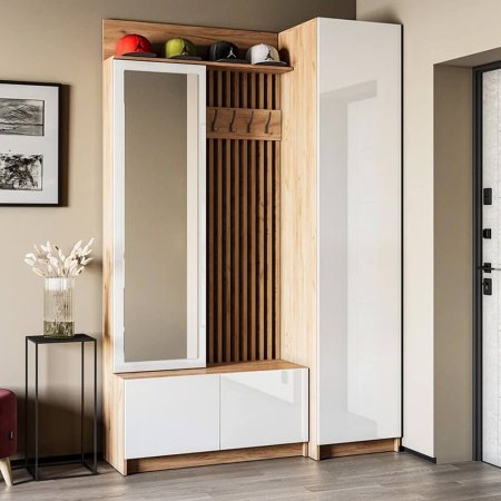 Стоуби шкаф ШК-501 (Дуб Крафт Золотой/Белый Глянец)