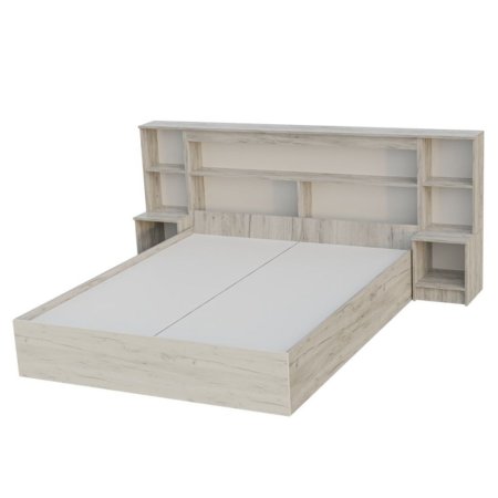 Басса кровать КР 552 160х200 с прикроватным блоком (Крафт белый / крафт серый)