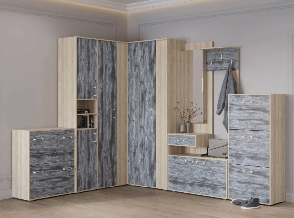 Визит обувница 3 ящика для прихожей (Дуб Сонома/Сосна Пасадена)