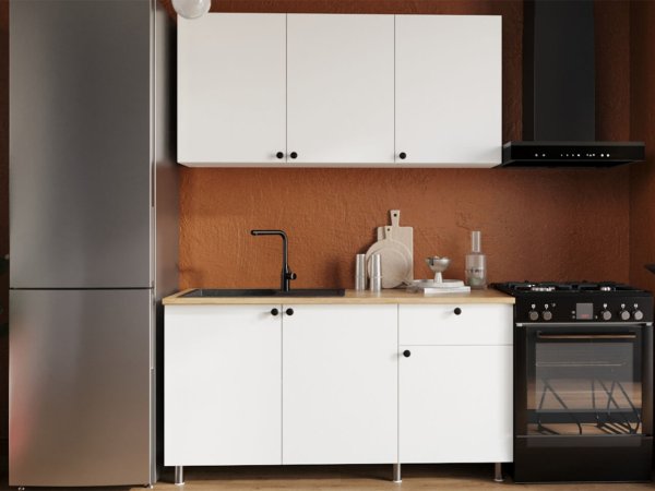 Кухня Ева 1,5м Белый (дуб классический) со столешницей