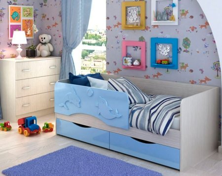 Алиса кровать КР-813 80х180 детская с ящиками (Белфорт/Голубой)