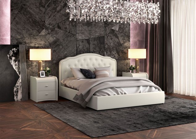 Селин кровать 160х200 + металлокаркас + подъемный механизм (Белый)