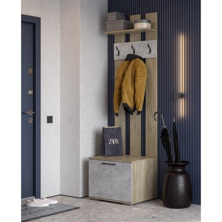 Бостон вешалка ВШ-2 (дуб крафт серый/бетонный камень)