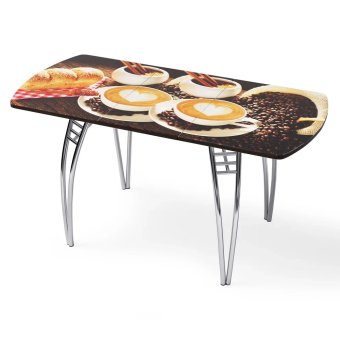 Стол "Кофе 3 " раздвижной с фотопечатью (1500*700/400) стекло 4мм+лдсп 22мм кромка-венге