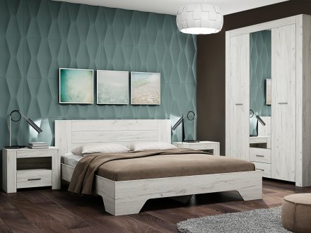 Квадро-1 спальня комплект 1 (Дуб Крафт Белый)