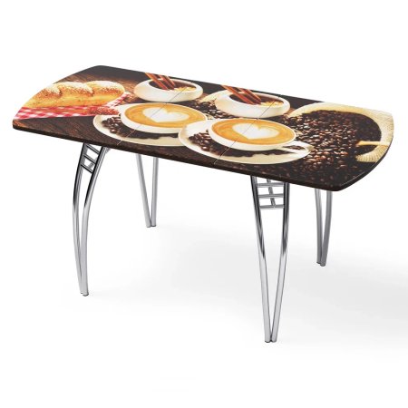 Стол "Кофе 3 " раздвижной с фотопечатью (1500*700/400) стекло 4мм+лдсп 22мм кромка-венге