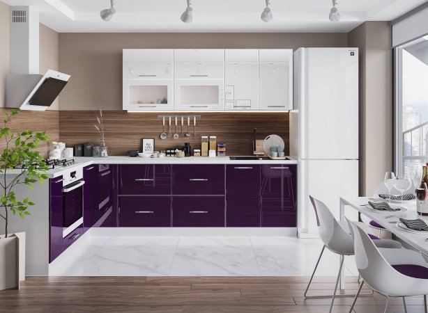 Модульная кухня Танго (Белый / Баклажан)
